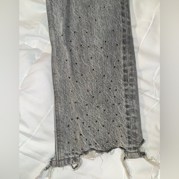 American Eagle Outfitters Strigid High Rise Light Gray Embellished Jeans NWOT - Picture 8 of 8